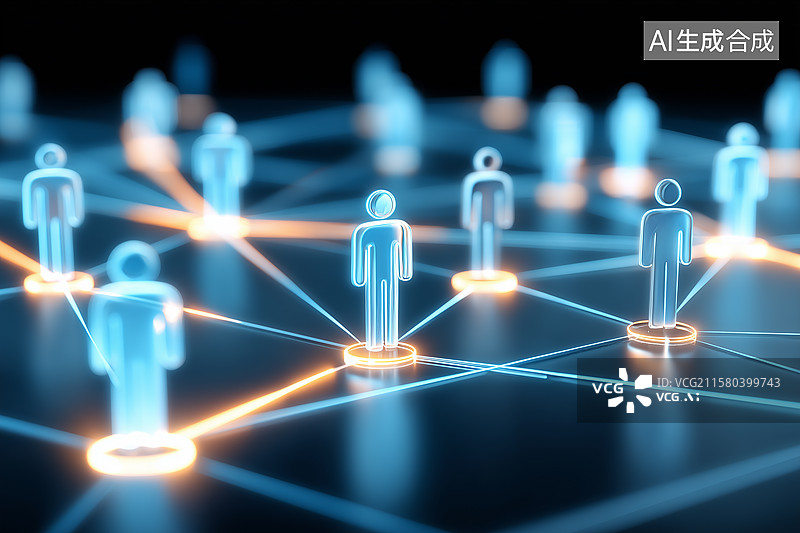 【AI数字艺术】用线条连接的发光模型人物图片素材