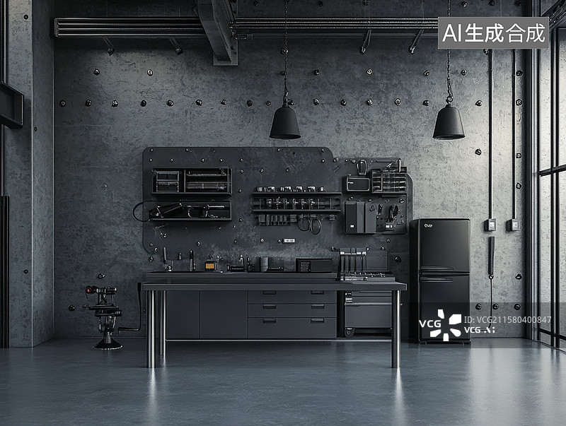 【AI数字艺术】工业风厨房设计图片素材