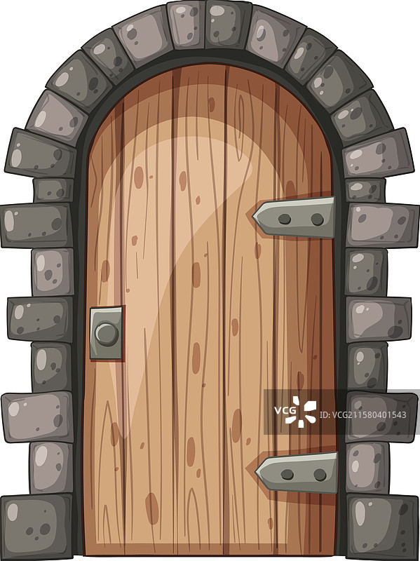 一扇木门与石框图片素材