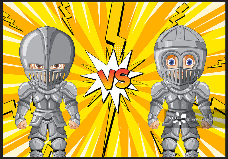 两名盔甲骑士在战斗中对峙图片素材