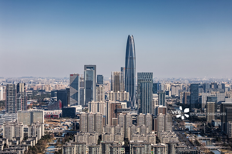 宁波城市天际线航拍视角照片图片素材