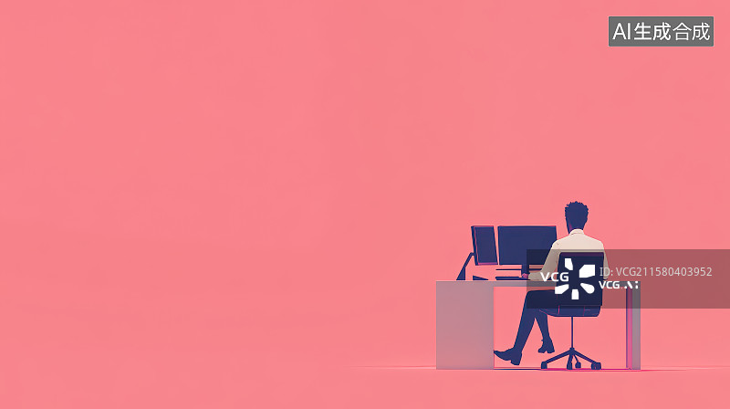 【AI数字艺术】简约粉色空间办公场景图片素材