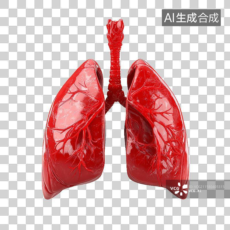 【AI数字艺术】红色人体肺部结构模型图片素材