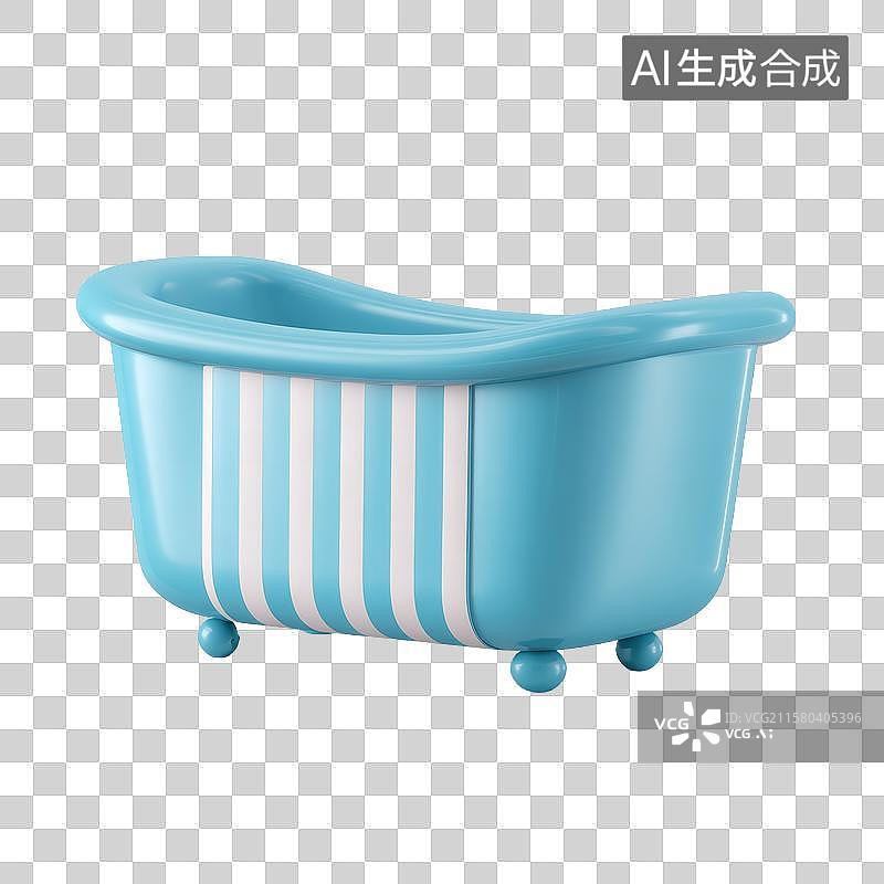 【AI数字艺术】蓝色条纹浴缸图片素材