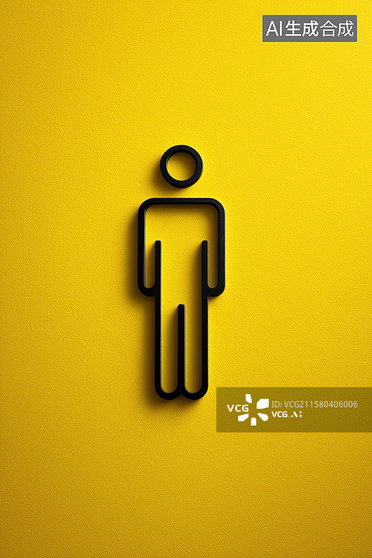 【AI数字艺术】黄色背景上的人形符号图片素材