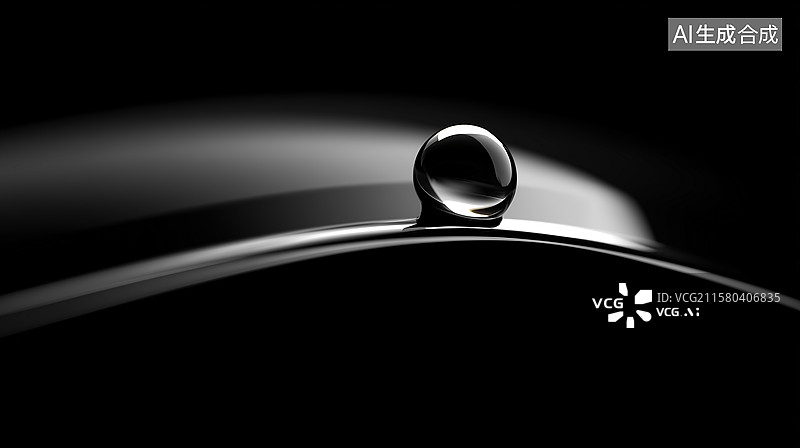 【AI数字艺术】液态汞珠黑镜面图片素材