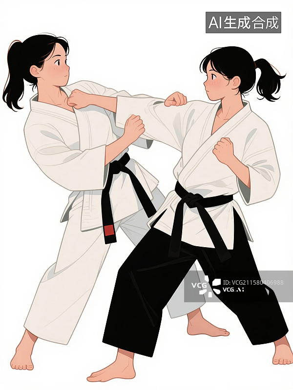 【AI数字艺术】空手道者白色系武术练习场景图片素材