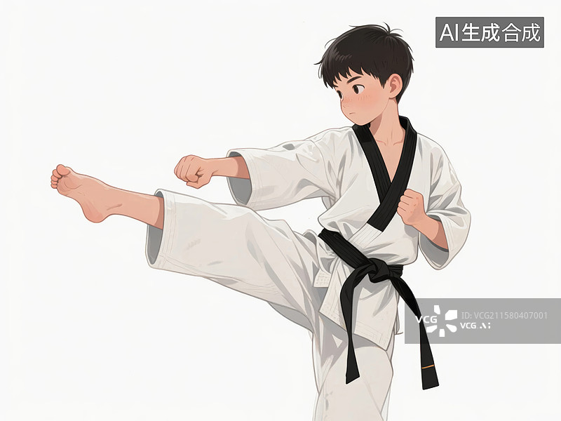 【AI数字艺术】空手道者白色系武术练习场景图片素材