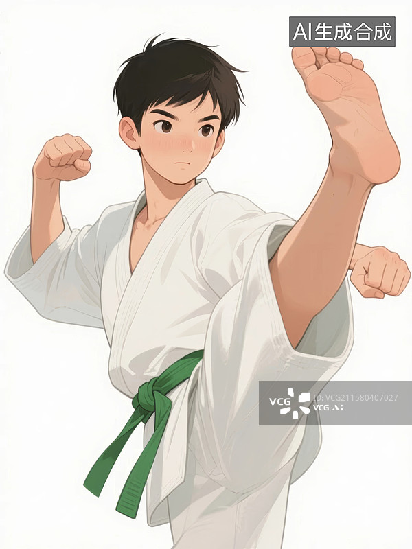 【AI数字艺术】空手道者白色系武术练习场景图片素材