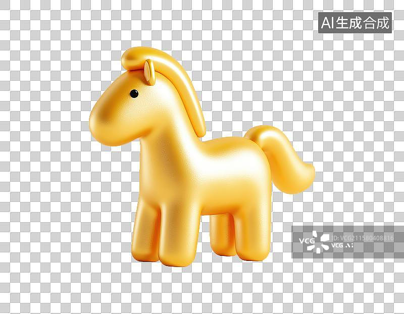 【AI数字艺术】金色简约风格的玩具小马图片素材