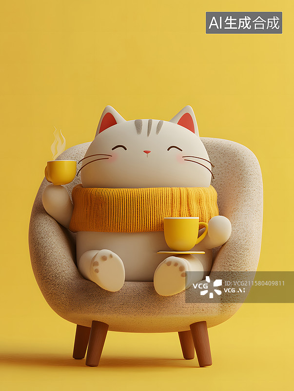 【AI数字艺术】可爱的萌宠系列，喝咖啡，狐狸树袋熊图片素材