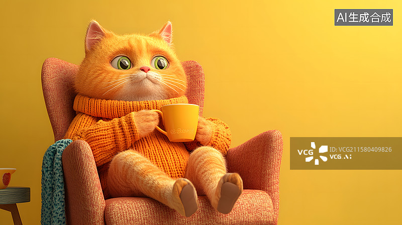 【AI数字艺术】可爱的萌宠系列，喝咖啡，狐狸树袋熊图片素材