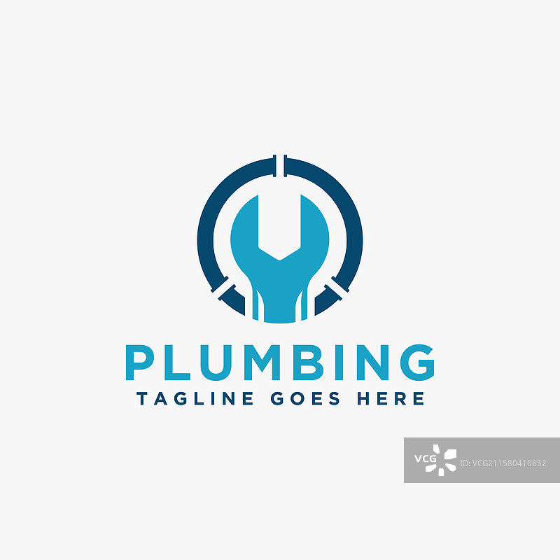 带扳手和圆形管道的管道标志图片素材