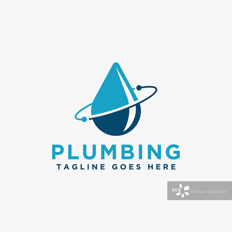 简单的管道维修logo，带有水滴设计图片素材