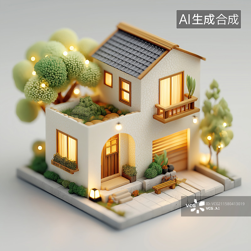 【AI数字艺术】微缩房屋房子建筑元素图片素材