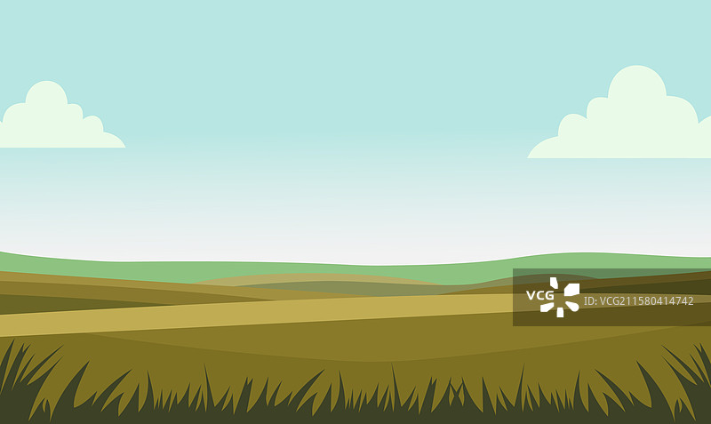 宁静的绿色草地和丘陵自然风光图片素材