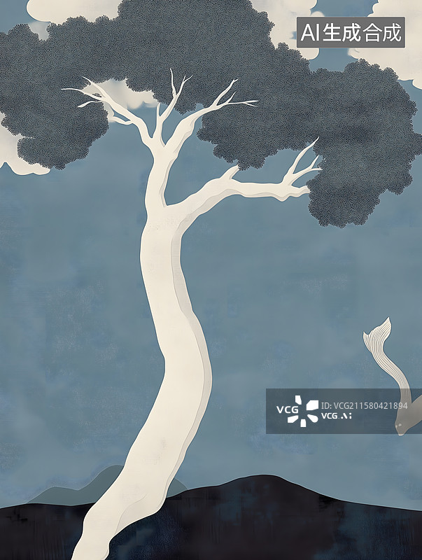 【AI数字艺术】榕树意境插画图片素材