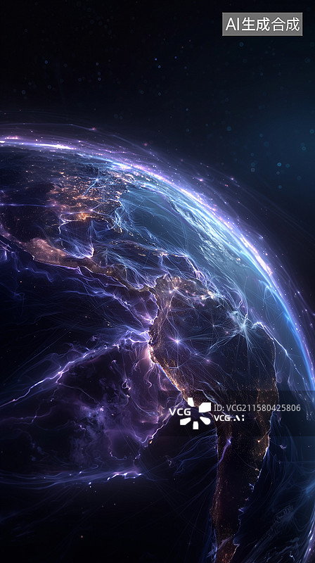 【AI数字艺术】抽象地球科技概念图片素材