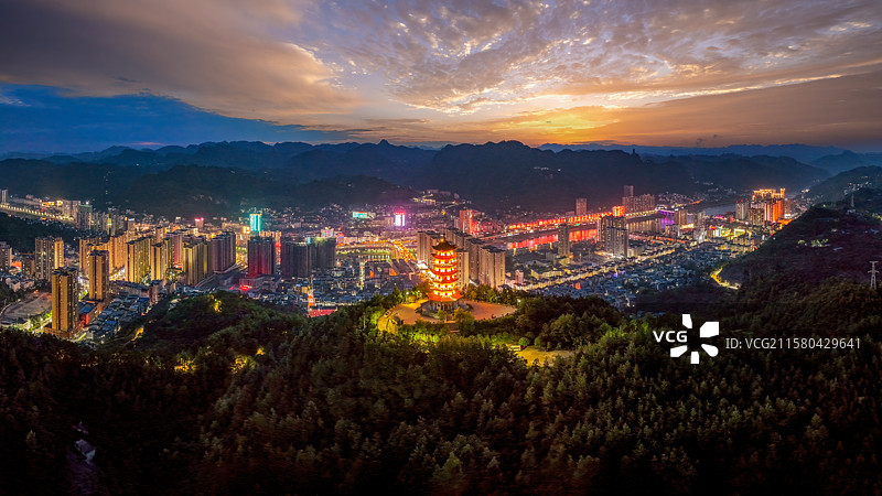 贵州沿河县城晚霞图片素材