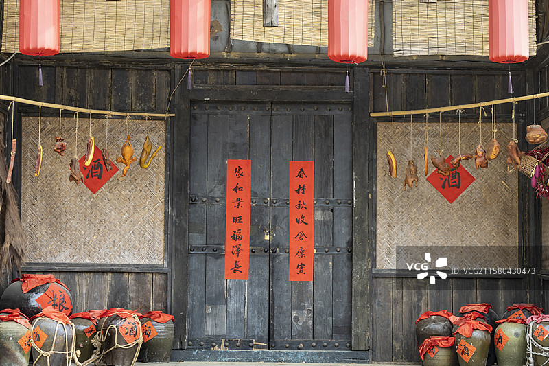 农家与酒缸景观图片素材