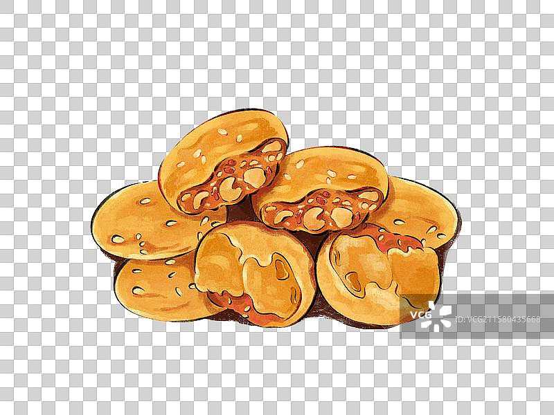 广州特色美食传统点心鸡仔饼元素插画图片素材