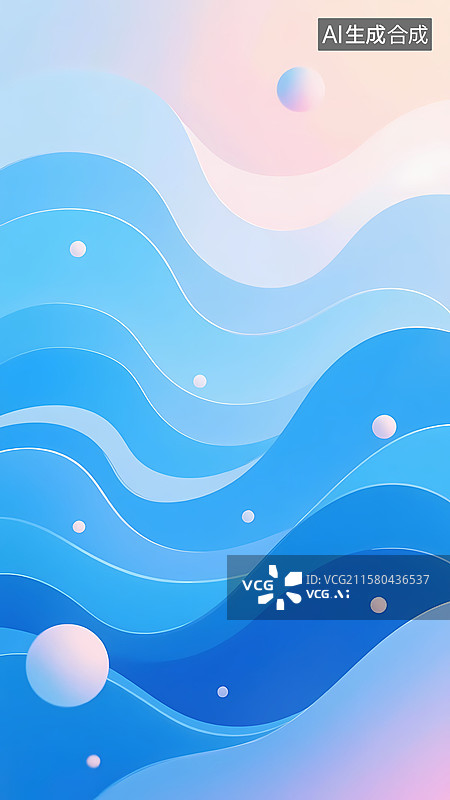 【AI数字艺术】卡通蓝色博文层次清新梦幻插画留白背景图片素材