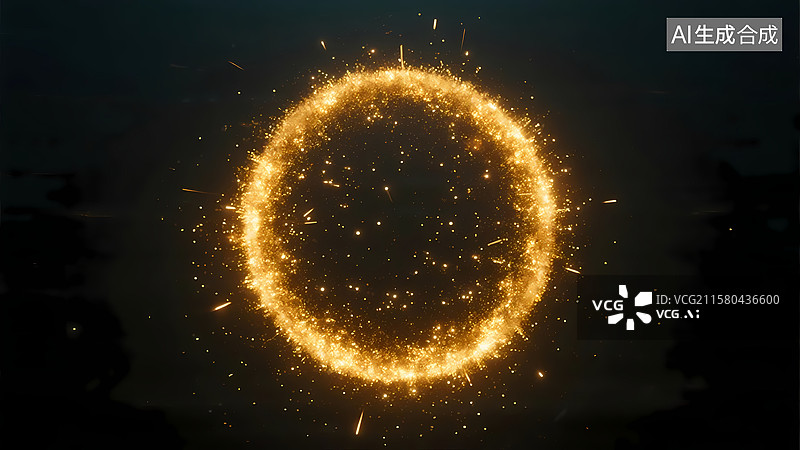【AI数字艺术】金色闪耀的光圈图片素材