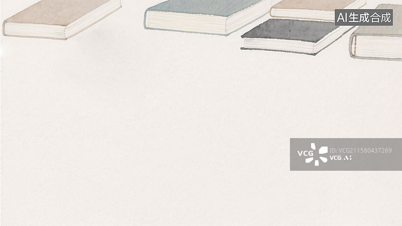 【AI数字艺术】水墨画古籍背景居上图片素材