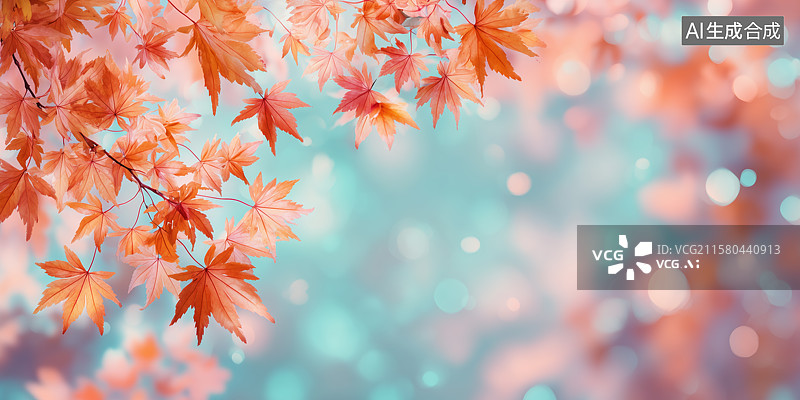【AI数字艺术】红色枫叶背景图图片素材
