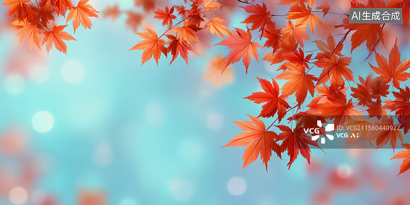 【AI数字艺术】红色枫叶背景图图片素材