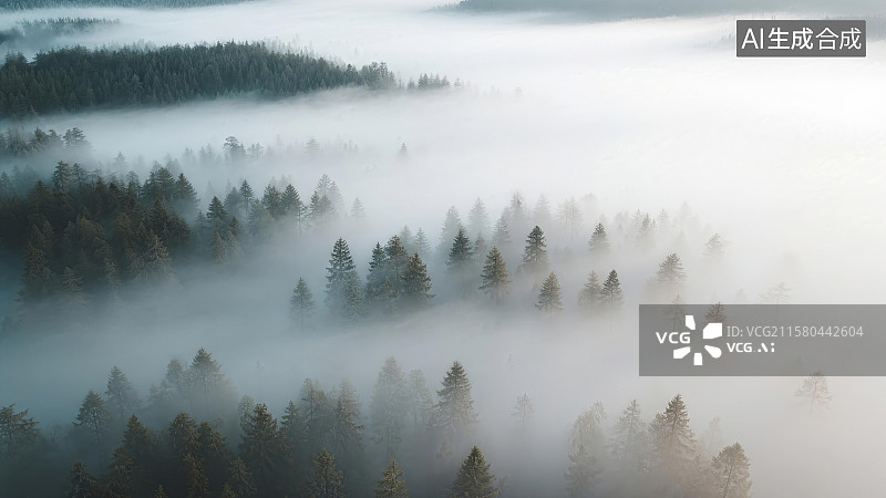 【AI数字艺术】迷雾森林图片素材
