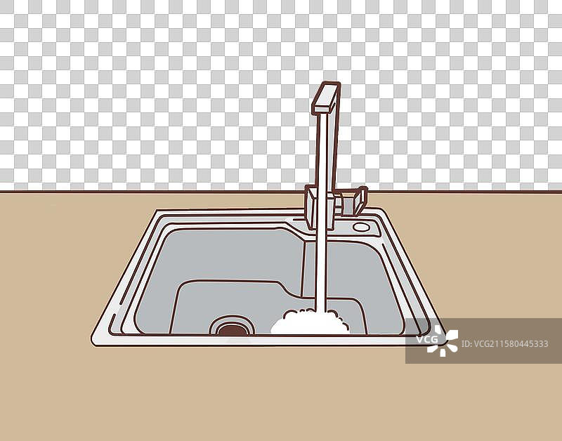 洗手池开着水龙头节约用水图片素材