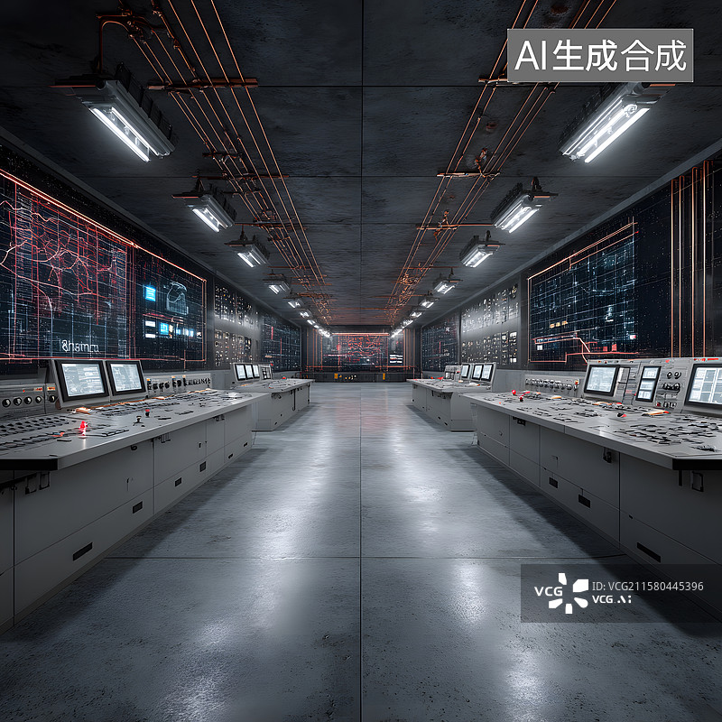 【AI数字艺术】控制室内部布局图片素材