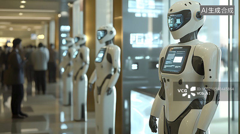 【AI数字艺术】机器人在政务环境中工作图片素材