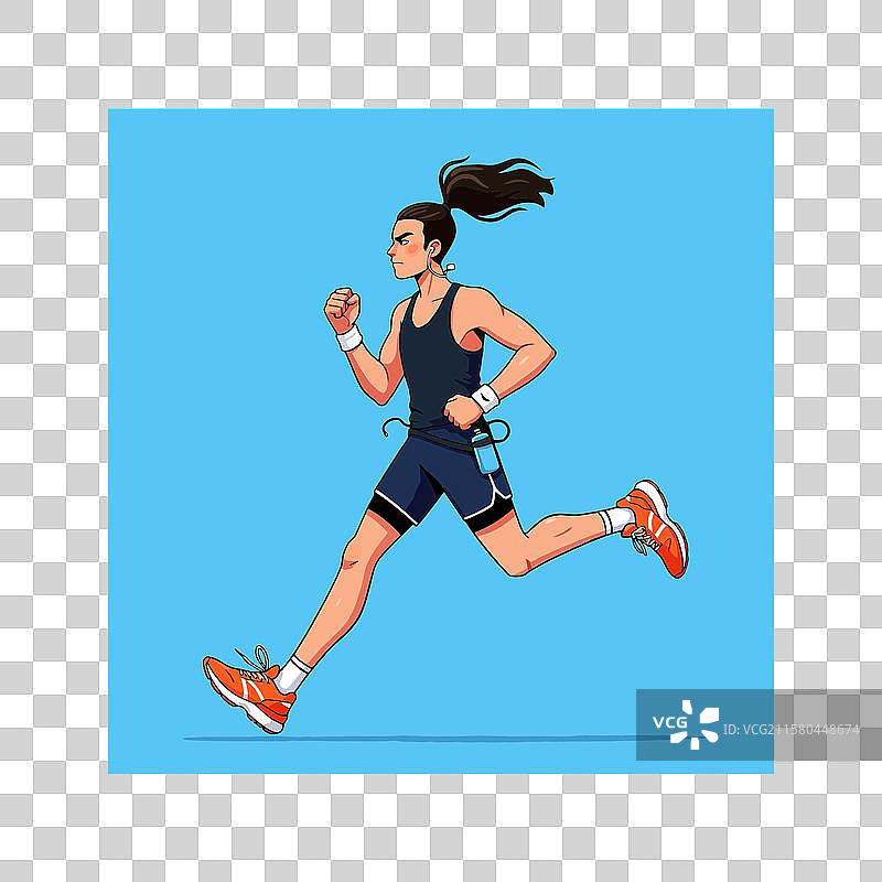 穿着背心的马尾辫男子在跑步图片素材