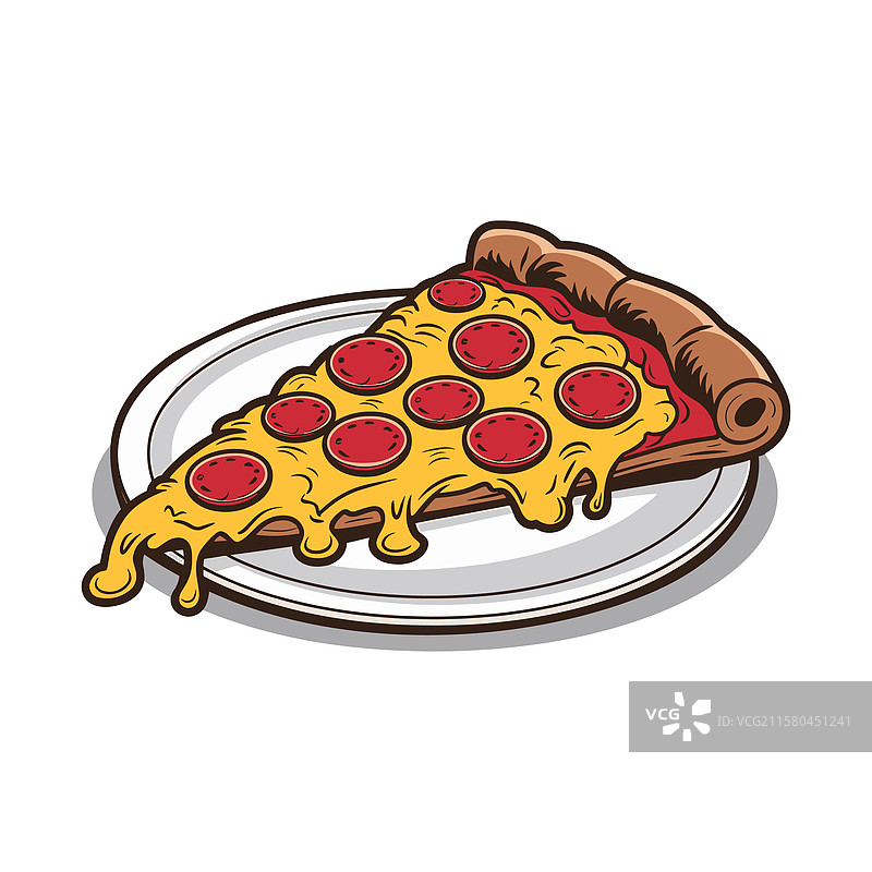 孤立的盘子上的一片比萨饼图片素材