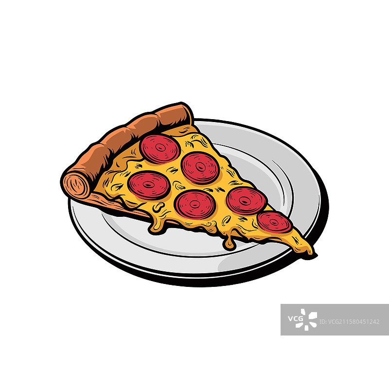 孤立的盘子上的一片披萨图片素材