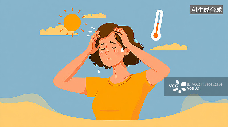 【AI数字艺术】夏日红色高温酷暑天气图片素材