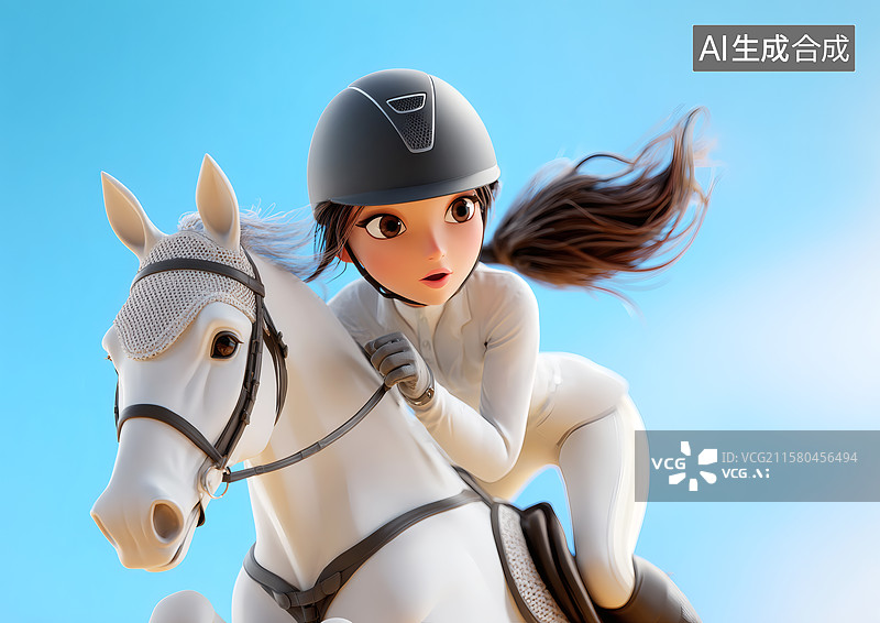【AI数字艺术】一个骑马参加马术比赛的女生图片素材
