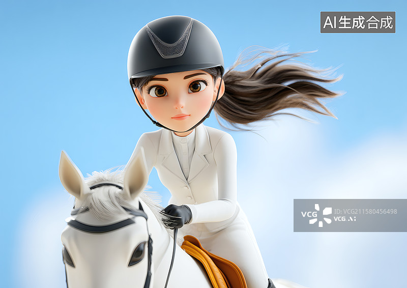 【AI数字艺术】一个骑马参加马术比赛的女生图片素材