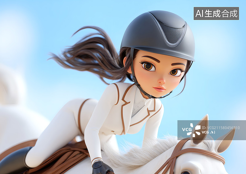 【AI数字艺术】一个骑马参加马术比赛的女生图片素材