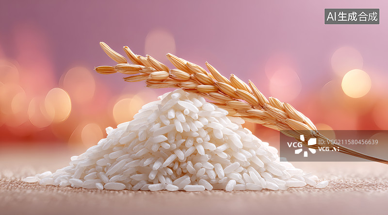 【AI数字艺术】一堆米粒和稻穗图片素材