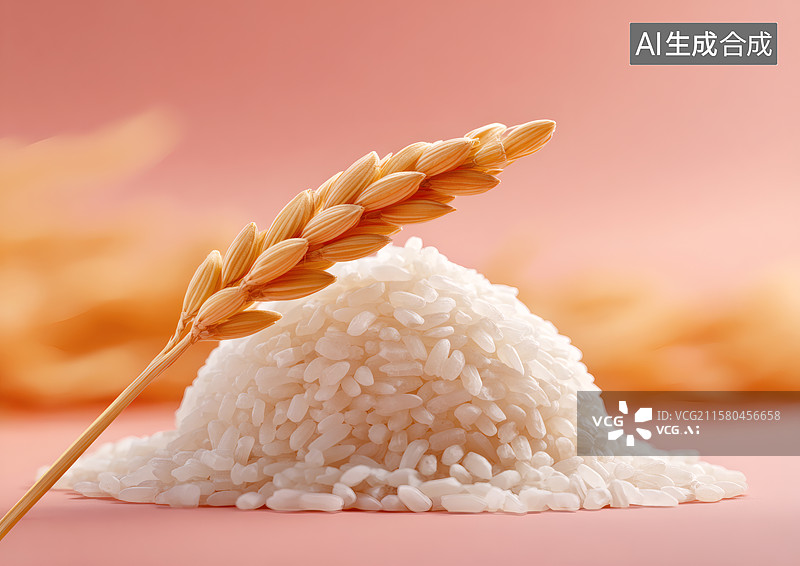 【AI数字艺术】一堆米粒和稻穗图片素材