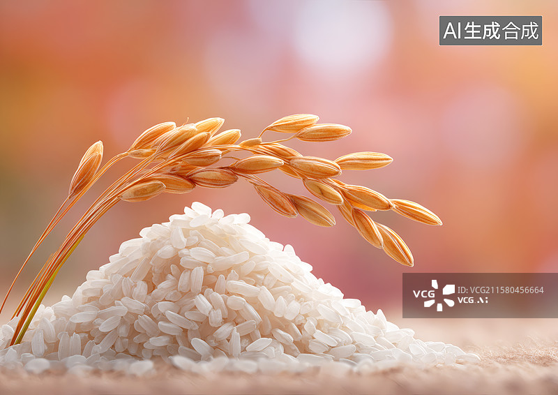 【AI数字艺术】一堆米粒和稻穗图片素材