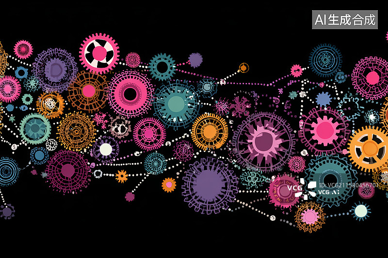 【AI数字艺术】色彩斑斓的圆环艺术图片素材