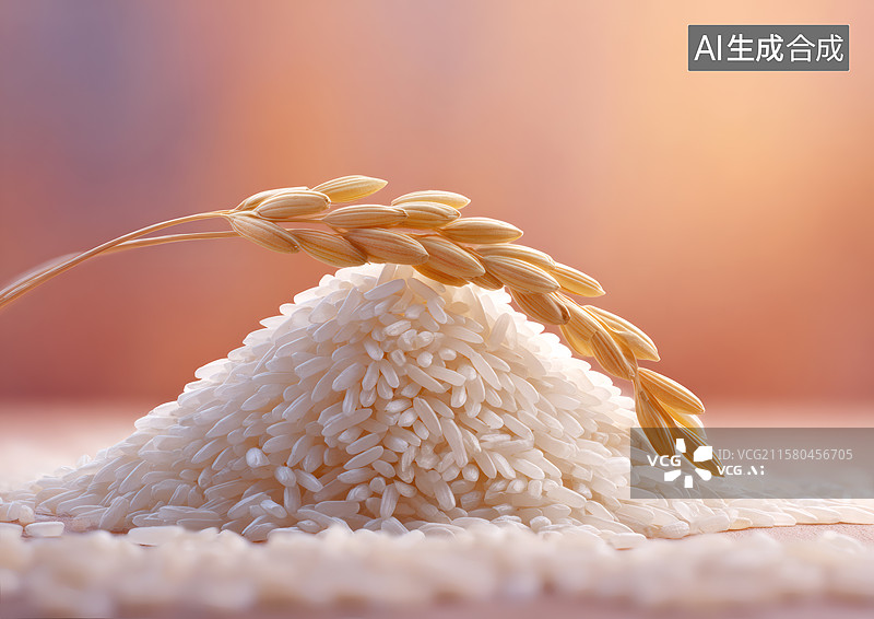 【AI数字艺术】一堆米粒和稻穗图片素材