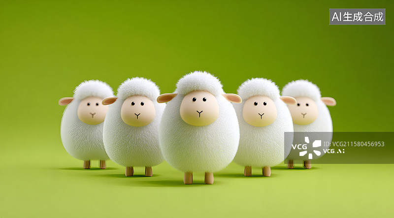 【AI数字艺术】一群可爱的小羊图片素材