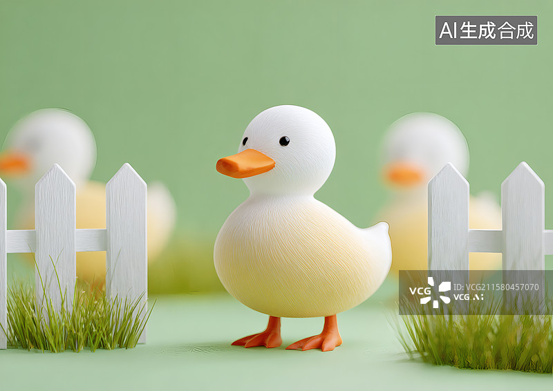 【AI数字艺术】养殖场里一圈可爱的小鸭子图片素材