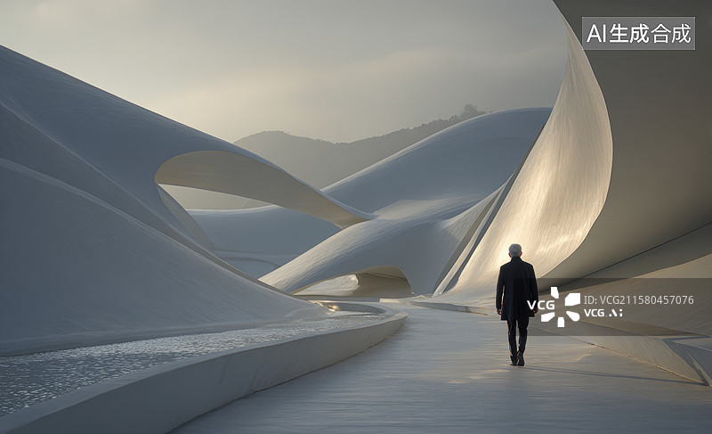 【AI数字艺术】雪地中的建筑探索图片素材