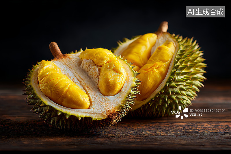 【AI数字艺术】金黄榴莲果肉诱人图片素材